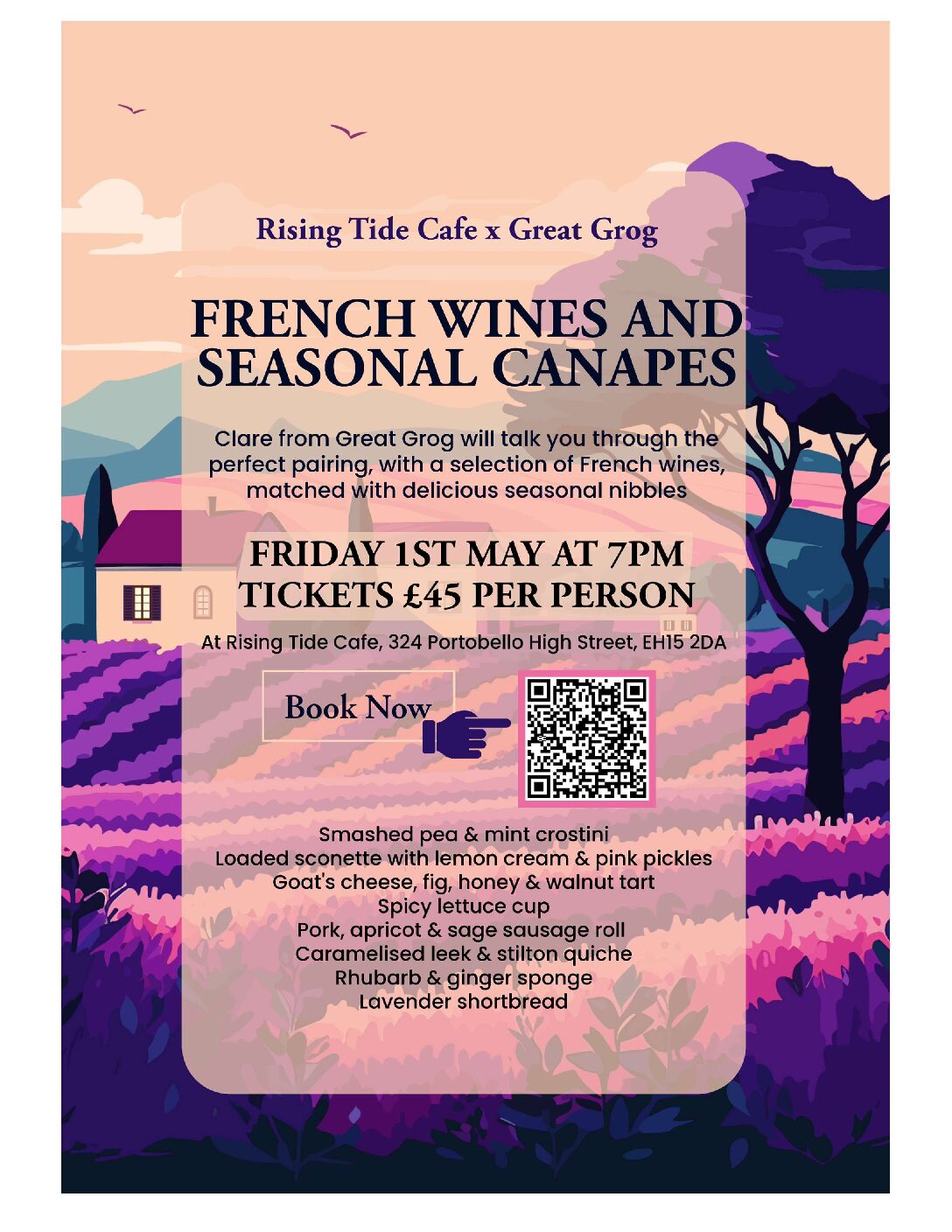 French wines and seasonal canapes at Rising Tide, £45